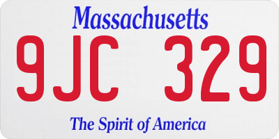 MA license plate 9JC329