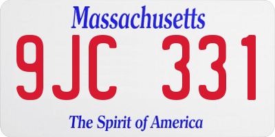 MA license plate 9JC331