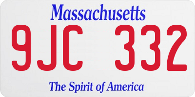 MA license plate 9JC332