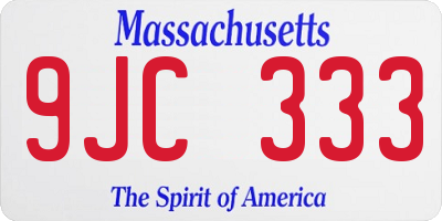 MA license plate 9JC333