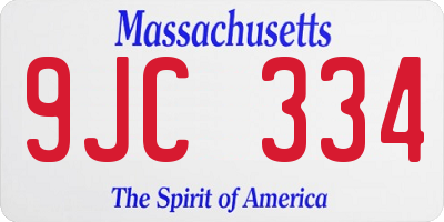 MA license plate 9JC334