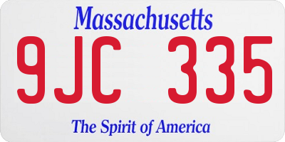 MA license plate 9JC335