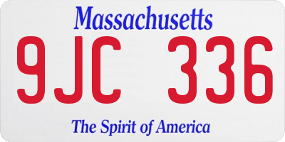 MA license plate 9JC336