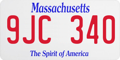 MA license plate 9JC340