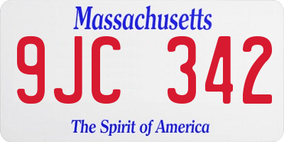 MA license plate 9JC342