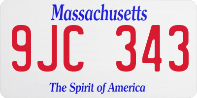 MA license plate 9JC343