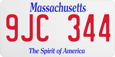 MA license plate 9JC344