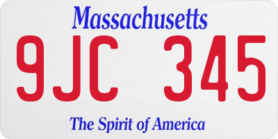 MA license plate 9JC345