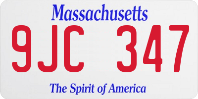 MA license plate 9JC347