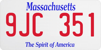 MA license plate 9JC351