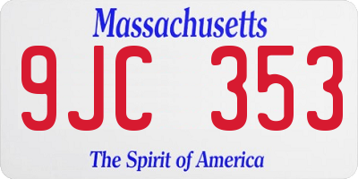 MA license plate 9JC353