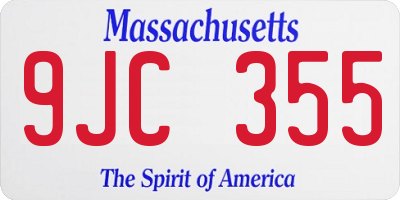 MA license plate 9JC355