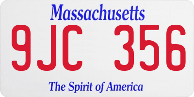 MA license plate 9JC356