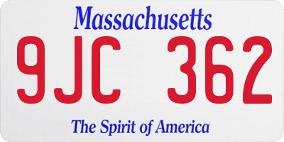 MA license plate 9JC362