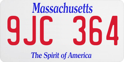 MA license plate 9JC364