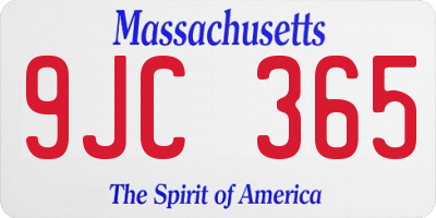 MA license plate 9JC365