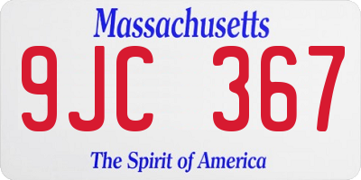 MA license plate 9JC367