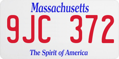 MA license plate 9JC372