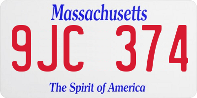 MA license plate 9JC374