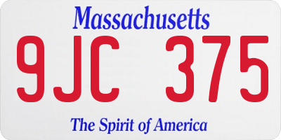MA license plate 9JC375