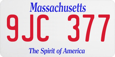 MA license plate 9JC377