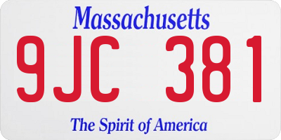 MA license plate 9JC381