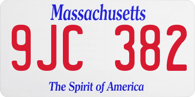 MA license plate 9JC382