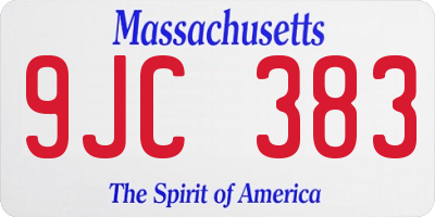 MA license plate 9JC383