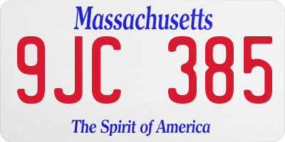 MA license plate 9JC385