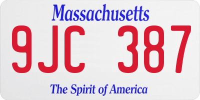 MA license plate 9JC387
