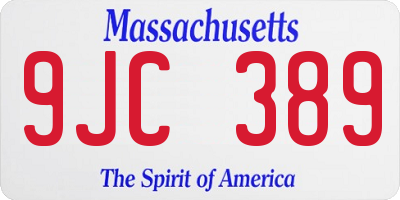 MA license plate 9JC389