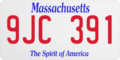 MA license plate 9JC391