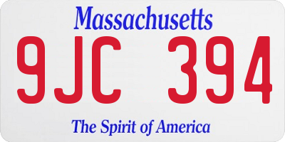 MA license plate 9JC394