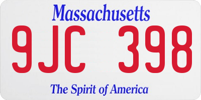 MA license plate 9JC398