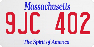 MA license plate 9JC402