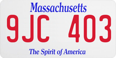 MA license plate 9JC403