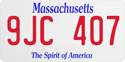 MA license plate 9JC407