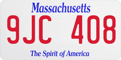 MA license plate 9JC408