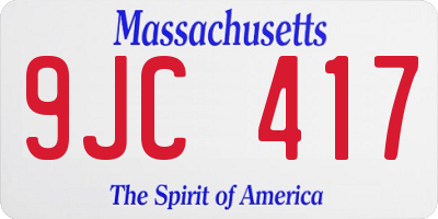 MA license plate 9JC417