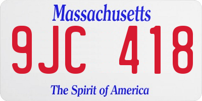 MA license plate 9JC418