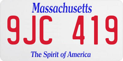 MA license plate 9JC419