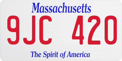 MA license plate 9JC420