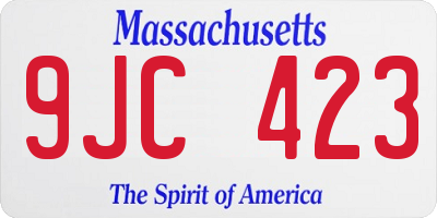 MA license plate 9JC423
