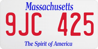 MA license plate 9JC425