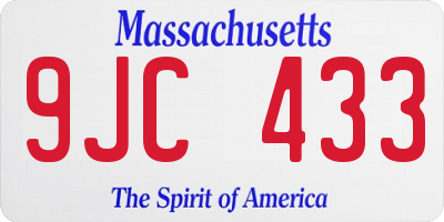 MA license plate 9JC433
