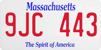 MA license plate 9JC443