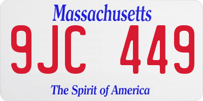 MA license plate 9JC449