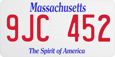 MA license plate 9JC452
