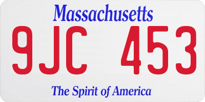 MA license plate 9JC453