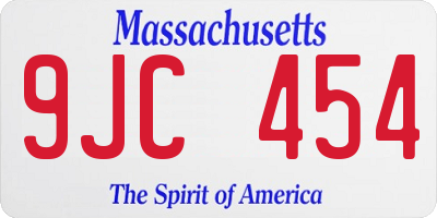 MA license plate 9JC454